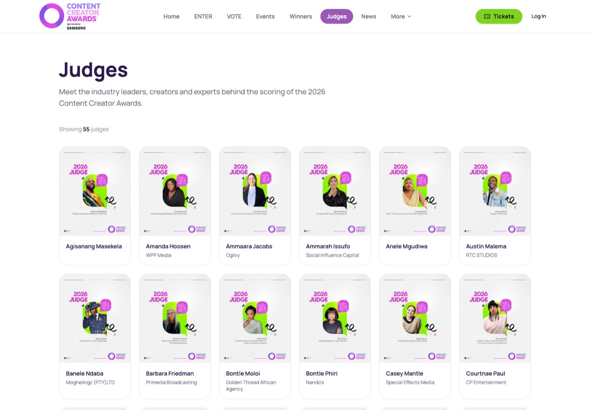 The judges page